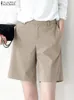 women High Waist Suit Shorts Summer Casual Solid Color Shorts Loose Work Trousers ZANZEA Lady Short Pants OL Palazzo Oversize 42Gz#