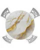 Nappe ronde blanche à Texture de marbre, couverture élastique, imperméable, pour l'intérieur et l'extérieur, accessoire de décoration de salle à manger
