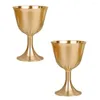 Бокалы для вина, 2 шт., латунное стекло, благоприятное украшение, настольная чашка, винтажный домашний декор, чаша с золотой ручкой, нержавеющая сталь для питья
