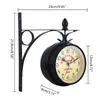 Wall Clocks Vintage Double Side Silent Clock Rotation Time Charm Decoration G5AB