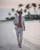Haute Qualité Summer Beach Tuxedos Slim Fit Groom Costumes De Mariage Hommes Prom Party Deux Pièces Veste + Pantalon h7cF #