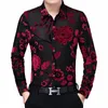 Neue Ankunft Männer Seide Veet Dres Männlich Floral Kleidung Sexy Hohl Frs Transparent Shirts LG Hülse Durchsichtig I64E #