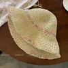 Wide Brim Hats Korean Version Of Large Summer Woven Straw Hat Women's Seaside Vacation Sunshade Small Flower Sweet Foldable Sun Cap