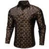 Dibangu Luxus Gold Floral Schwarz Seide Lg Sleeve Shirts Für Männer Designer Casual Smoking Shirts Männer Kleidung Bluse m243 #