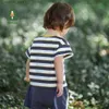 T-shirty Amila Baby Boy Set 2023 Summer Nowy słodki wzór szczeniaka Striped Shorts + T-shirt Sport Casual 2-Piece Sets Ubrania dla dzieci 0-6Y24328