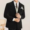 Hommes Slim-Fit Nouvelle Chenille Épaisse Double Fermeture Collier Busin Casual Simple West Corduroy Tissu Costume De Haute Qualité 85oM #