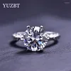 Bagues de cluster Yuzbt vente 18 carats plaqué or blanc 1 excellente coupe diamant passé D couleur moissanite bague femme bijoux de mariage