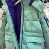 Middle Length Down Jacket Women Parka Winter 2023 Tjock Loose Down Coat Ladies Hooded LG Sleeve Warm Outwear Windproof Snow D0tm#