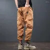 Pantalones para hombres Cargo para hombres 2024 Primavera Verano Multi bolsillos Ropa de trabajo Pantalones de jogging Masculino juvenil 97% algodón suelto Hip-Hop Streetwear