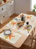 Tapetes de mesa retrô aquarela estrela do mar criaturas marinhas acessórios de decoração de cozinha 4/6 peças tapete de mesa resistente ao calor