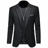 2023 Fi nuovi uomini per il tempo libero casual Boutique Busin tinta unita Slim Fit Suit Blazer Jacket Dr Coat p55d #