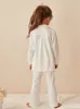 Children's Girl's Lolita Turndown Collar Pajama Sets.Cotton TopsPants.Toddler Kids Lace Pyjamas set.Girl Sleepwear Loungewear 240312