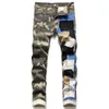 Jeans pour hommes Casual Biker Pantalon Designer Splice Patchwork Slim Skinny Blue Jeans Plus Taille 38 40 Dropship r0TE #