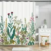 Shower Curtains Flower Bathroom Curtain Plant Floral Printed Waterproof Polyester Fabric Bath For Home Decor