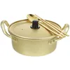 Dubbelpannor Instant Noodle Pot bestick hanterad Stock Non Stick Udon Korean Ramen Small Aluminium Milk Heating