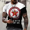 Camiseta 3d para homens, camiseta vintage de óleo, moda de rua, estampa castrol, manga curta, solta, grande, motocicleta, tops, camisetas