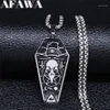 Afawa Witchcraft Vulture Coffin Pentagram مقلوب عبر القلادات الفولاذ المقاوم للصدأ المعلقات النساء المجوهرات الفضية N3315S021269S