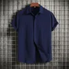 Men's Casual Shirts Men Clothing 2024 Summer Short Sleeve Shirt Loose Solid Button