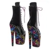 Chaussures de danse 20cm / 8 pouces Pu Upper moderne moderne sexy club pote à talon hauteur plate-forme de cheville féminine 523
