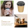 Disposable Cups Straws 100 Pcs Paper Cup Coffee With Lid Sleeves Milk Drinking Portable One-time