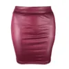 women Mini/Lg Skirt Solid Color High Waist Slim Fit Skinny Matte Faux Leather Cozy Commuter Bodyc Skirt Streetwear 03KY#