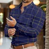 Mannen Casual Shirts 2024 Verkopen Mode Pocket Lange Mouwen Revers Vest Effen Kleur Shirt Retro Lijnen Comfortabele Stof top