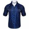 Homens de seda de luxo camisas LG manga Paisley floral azul Dr camisas para homens Slim Fit Mens Busin camisa casual roupas masculinas K3Eh #