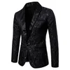 Gold Jacquard Bronzing Floral Blazer Suit Mens Single Button Blazer Jacket Wedding Dress Party Singer Singer Costume 240321