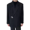 Giacca da sposo Giacca da sposa Giacca antirughe in tinta unita di media lunghezza Cappotto con tasca applicata con risvolto per abiti da lavoro T6mX #