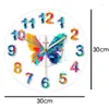 Duvar saatleri renkli sayılar modern saat suluboya kelebek boyama sanatı asılı saat ev dekorasyon