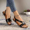 Sandalen Plus Size Sommer flach für Frauen 2023 Mode Metall Strand Slide Damen leichte Skating-Schuhe H240328545G