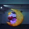 3m 10ft High Free Shipping Inflatable Balloon Moon Cat With LED Strip For Carnival Festival Decorative