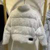 Vita vinterkvinnor Sequined Puffer Coat Croped Jacket Kvinna Kort varma päls nedrockar 2023 Y2K Kläder Streetwear för kvinnor