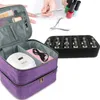 Opbergzakken Paars nagellakrek Dubbellaags manicure-reisdoos Essentiële olie-organizer Tas Make-uptas