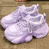 Casual Shoes Women's 2024 Pink Purple Sneakers Kawaii Breathable Thick Heel Student High Top Running Shoe Platform Woman