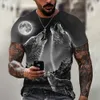 2024 Wolf T-shirt för herrens djurtryck Kort ärm Topp 3D Casual Street Man's T-shirt överdimensionerade tee-skjorta män Vintage Clothing001