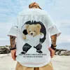 Tai chi bear print t camisa masculina 100% cott verão manga curta t y2k estilo anime topos de grandes dimensões t camisa streetwear 8xl 25ze #