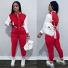 Patchwork Baseball Tracksuit 2 Two -Piece Set Women Outfits Sport Varsity Jacket Jogging Pants Track Suits Streetwear Matching C5lx#