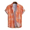 Men's Casual Shirts Men Beach Shirt Coconut Tree Print Summer Single-breasted Lapel Cardigan For Vacation Style Holiday