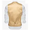 Luxe vest voor mannen Goudkleurig Zijde Satijn Gilet Strikje Set Mouwloos Jasje Bruiloft Formeel Heren Gilet Pak Barry Wang