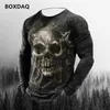 horror Skulls 3D Printing Men Street Style T-Shirts Spring Autumn Lg Sleeve Skelet Pattern Man Casual Tees 6XL Big Size Tops X594#