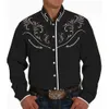 Retro Western Men's Shirts For Man Clothing 3D Printing Black Outdoor Street Butt LG Sleeved Fi Casual Designer Blouse C3vt#