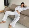 Pigiama da notte da donna Set primavera autunno manica lunga da donna 2 pezzi con pantalone monopetto colletto rovesciato Homewear femminile