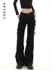 Dżinsy damskie Ueteey Black American Retro Retro Flare Chude Pantne Pants Modne spodnie Y2K Casual 2024 Slim Denim Cargo