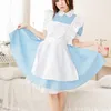 anime lolita franska piga apr fancy dres cosplay costume himmel blå halen party dr up lolita dres outfits för kvinnor e4sx#