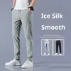 Ice Soie Casual Hommes Pantalons Hommes Été Mince 2024 Style coréen Tendance de travail Lâche Droite Pantalon de sport respirant Streetwear G6VH #