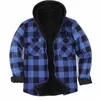 2023 Nieuwe Herfst En Winter Mannen Flanel Warm Lg Mouwen Casual Fi Comfortabel Plaid Shirt Met Kap Mannelijke kleding G8Db #