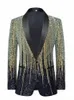 hoo 2024 Men's Meteor Gradient Sequin blazer Performance Singer Stage Performance Host Catwalk blazer u6oT#