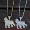 Pendant Necklaces Hip Hop CZ Stone Paved Bling Iced Out Gorilla Animal Pendants For Men Rapper Jewelry Black Gold Silver ColorPend292E
