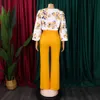 2 Pieces Sets Womens Outfits Two Pieces Pants Blouse Shirts Printed Lg Trousers High Waisted Elegant Birthday Party Pants Sets O9nc#